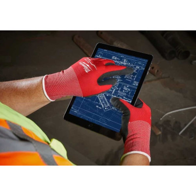 Рукавички робочі Milwaukee, нітрилове покриття, smartswipe, р.8, червоно чорні