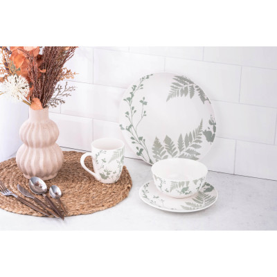 Тарілка десертна ARDESTO Capri, 19.2см, порцеляна, біло-зелений