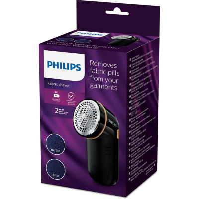Машинка для удаления катышков Philips, 8800 оборотов в мин, большая площадь лезвий, 2хАА в комплекте, черный (GC026/80)
