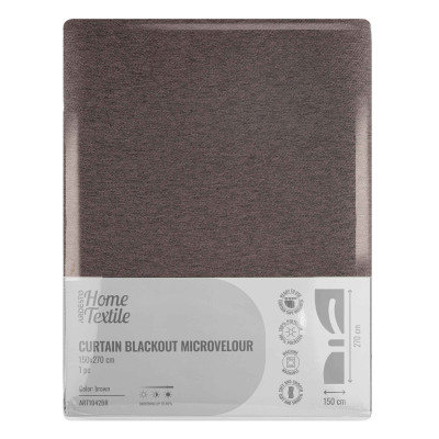 Штора ARDESTO 150х270см, блекаут мікровелюр, 100% поліестер, коричневий