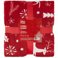Плед ARDESTO Christmas Flannel 160х200см, 100% поліестер, олені, червоний