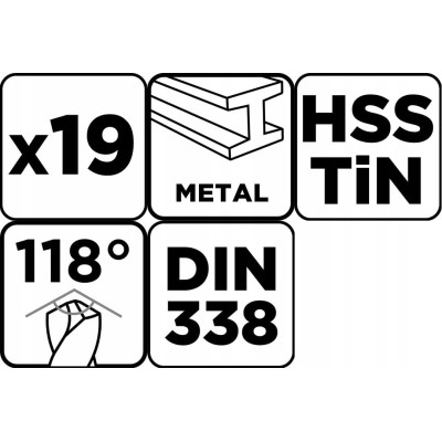 Набір свердел по металу GRAPHITE HSS TiN 1-10мм кейс 19шт