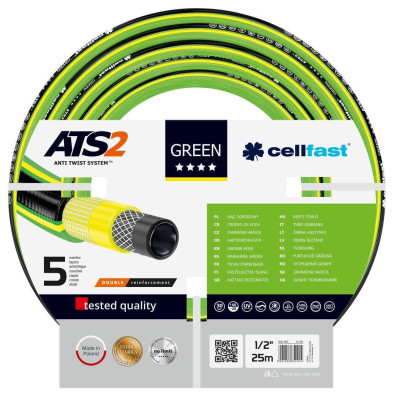 Шланг садовый Cellfast GREEN ATS, 1/2", 25м, 5 слоев, до 30 Бар, -20...+60°C (15-100) Шланг садовый Cellfast GREEN ATS, 1/2", 25м, 5 слоев, до 30 Бар, -20...+60°C (15-100)