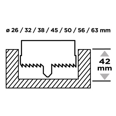 Коронки по дереву GRAPHITE загартовані зубці 26-63х50мм 7шт