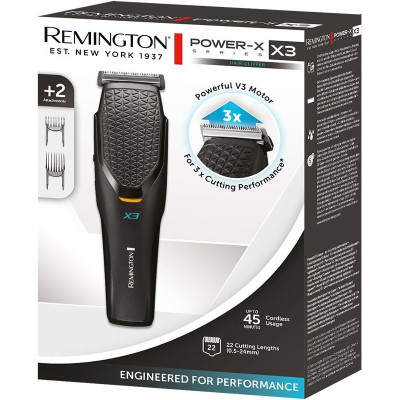 Машинка для стрижки Remington Power X Series X3, мережа+акум., насадок-2, сталь, чорний Машинка для стрижки Remington Power X Series X3, мережа+акум., насадок-2, сталь, чорний