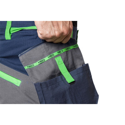 Штани робочі Neo Tools Premium, 100% бавовна, тканина Ripstop, посилення тканиною Cordura, XS(46), сіро-синій Штани робочі Neo Tools Premium, 100% бавовна, тканина Ripstop, посилення тканиною Cordura, XS(46), сіро-синій