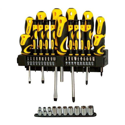 Викрутки Stanley 20 біт, SL,PH,Torx,H, 10 торцевих головок, набір 47шт Викрутки Stanley 20 біт, SL,PH,Torx,H, 10 торцевих головок, набір 47шт