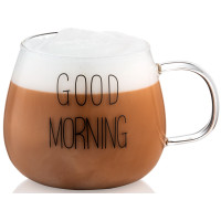 ARDESTO Набір чашок з ручками Good Morning, 430мл, 2шт, боросилікатне скло, прозорий