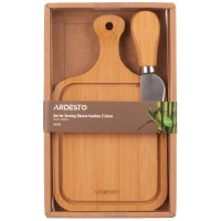 Набір для подачі сиру ARDESTO Midori, 2 предмети, 19х11х0.8см, бамбук, нержавіюча сталь