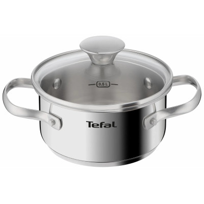 Каструля Tefal Minis, з кришкою,1л, нержавіюча сталь, скло
