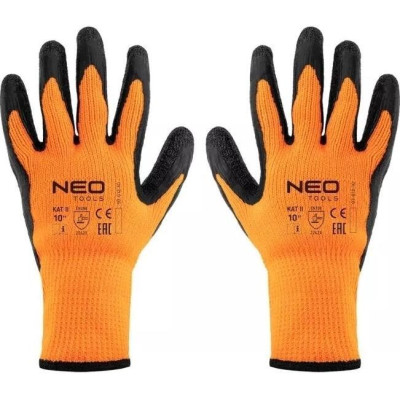 Neo Tools Рукавички робочі, латексне покриття, поліестер, р.10, помаранчево чорні