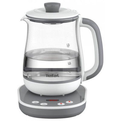 Електрочайник Tefal Tastea tea maker 1.5л, скло, заварник, біло-сірий Електрочайник Tefal Tastea tea maker 1.5л, скло, заварник, біло-сірий