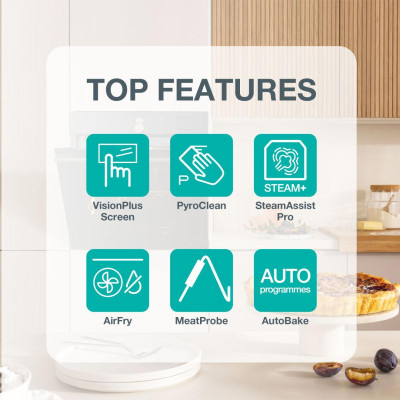 Духова шафа Gorenje електрична, 77л, A+, пара, дисплей, піроліз, готув. на різн рівнях, чорний