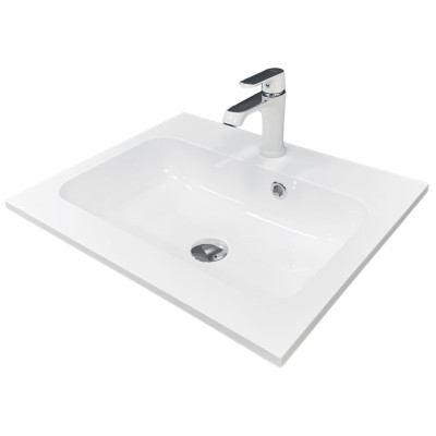 Раковина, умивальник Adamant FRATE, штучний камінь, прямокут., з отвором для змішувача, з отвором для переливу, 550x450x1525мм, накладний, білий