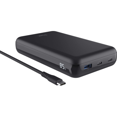 Аккумулятор портативный литий-ионный power bank Trust Laro, 20000 мА-ч, USB-A/2хUSB-C, 100w, черный