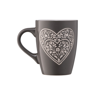 Чашка ARDESTO  Heart, 330мл, кераміка, сірий темний