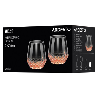 ARDESTO Набір склянок низьких Black Mars Favola 370мл, 2шт, скло, прозоро-золотистий ARDESTO Набір склянок низьких Black Mars Favola 370мл, 2шт, скло, прозоро-золотистий