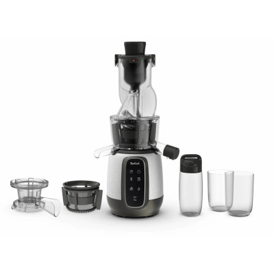 Соковитискач Tefal Ultra Juice шнековий 200Вт, чаша-6л, жмих-0.8л, пластик, сріблясто-чорний Соковитискач Tefal Ultra Juice шнековий 200Вт, чаша-6л, жмих-0.8л, пластик, сріблясто-чорний
