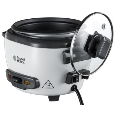 Рисоварка Russell Hobbs, 200Вт, чаша-0.7л, механічне керув., знімна кришка, нерж. сталь, чорно-білий