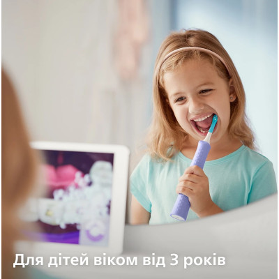 Щітка зубна електр. Philips, Sonicare For Kids, 62т. колив/хв, насадок-2, фіолетовий