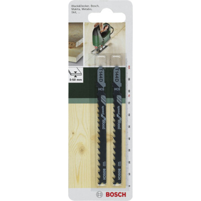 Bosch Полотно пиляльне для електролобзика HSC по дереву, T 144 D, 4-5.2х100мм, 2шт