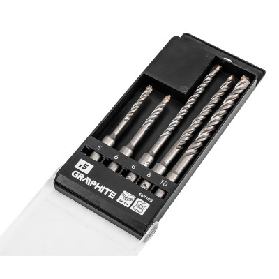 Набір свердел по бетону GRAPHITE SDS Plus 5x6x110мм, 6x8x10x160мм, кейс, 5шт