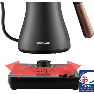 Електрочайник Sencor 0.6л, 5 темп.реж, підтримка температури, мех. управління, нержавіюча сталь, чорний Електрочайник Sencor 0.6л, 5 темп.реж, підтримка температури, мех. управління, нержавіюча сталь, чорний