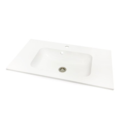 Раковина, умивальник Adamant FRATE, штучний камінь, прямокут., з отвором для змішувача, з отвором для переливу, 795x450x125мм, накладний, білий