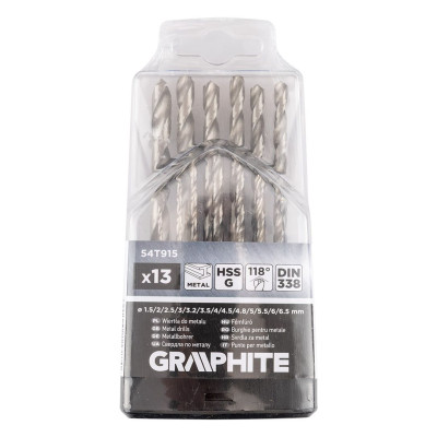 Набір свердел по металу GRAPHITE HSS HSS-G 1.5-6.5мм кейс 13шт