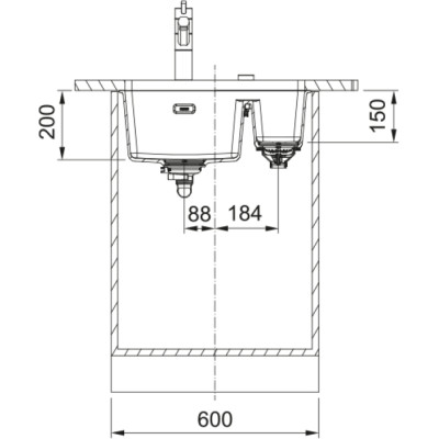 Мийка кухонна Franke Maris, фраграніт, прямокутник, без крила, 553х433х200мм, чаша - 1.5, під стільницю, MRG 160, чорний матовий