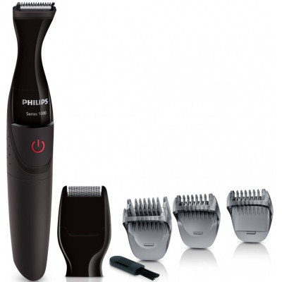 Тример Philips Multigroom series 1000, для бороди і вусів, 1хАА, насадок-4, сталь, чорний Тример Philips Multigroom series 1000, для бороди і вусів, 1хАА, насадок-4, сталь, чорний