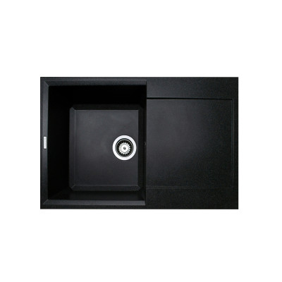 Мийка кухонна Adamant Horizon, штучний камінь, прямокут., з крилом, 780х495х230мм, чаша - 1, врізна, чорний