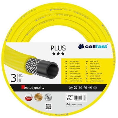 Шланг садовый Cellfast PLUS, 1/2', 25м, 3 слоя, до 25 Бар, -20...+60°C (10-200_CELLFAST) Шланг садовый Cellfast PLUS, 1/2', 25м, 3 слоя, до 25 Бар, -20...+60°C (10-200_CELLFAST)