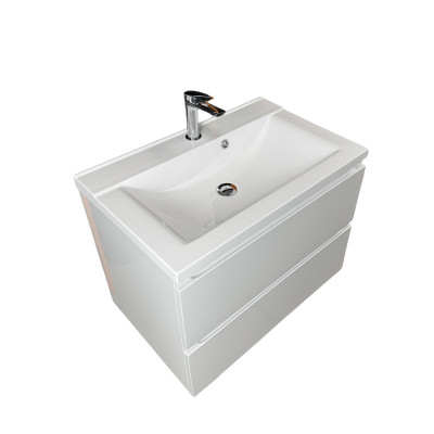 Раковина, умивальник Adamant QUANTO, штучний камінь, прямокут., з отвором для змішувача, з отвором для переливу, 700х447х140мм, накладний, білий