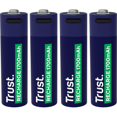 Аккумулятор Trust AA 1700 мАч, TYPE-C, 4 шт, синий Аккумулятор Trust AA 1700 мАч, TYPE-C, 4 шт, синий