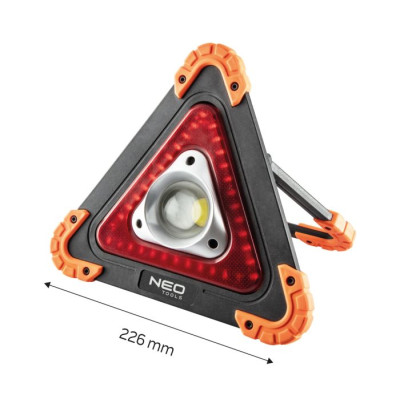 Neo Tools Прожектор на батарейках, трикутний, ААх4, 22x220x45мм , 800лм, 10Вт, 3 функції освітлення, біле/червоне світло Neo Tools Прожектор на батарейках, трикутний, ААх4, 22x220x45мм , 800лм, 10Вт, 3 функції освітлення, біле/червоне світло