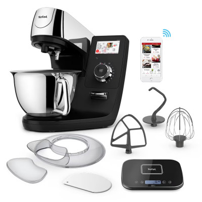 Кухонна машина Tefal I-Coach Touch, 1200Вт, чаша-метал, корпус-метал+пластик, дисплей, насадок-3, підкл. до смартфону, чорний Кухонна машина Tefal I-Coach Touch, 1200Вт, чаша-метал, корпус-метал+пластик, дисплей, насадок-3, підкл. до смартфону, чорний