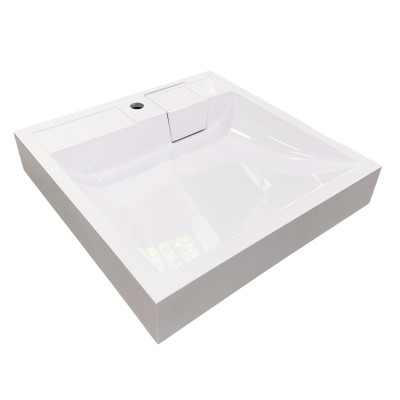 Раковина, умивальник Adamant WASHER NEW, штучний камінь, прямокут., з отвором для змішувача, без переливу, 595х595х115мм, накладний, білий