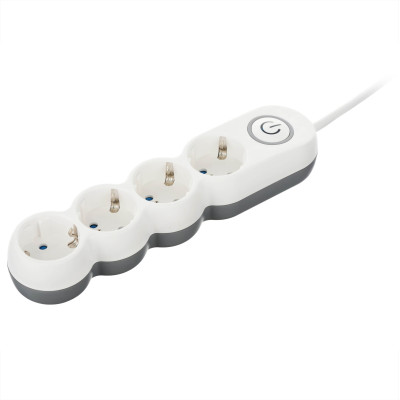 Удлинитель сетевой 2E Plus 4хТип F, 3х1мм кв, 10A, 3м, бело-серый 2E-U04VESM3W