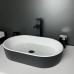 Раковина, умивальник Adamant BESTE NEW, штучний камінь, овальна, без отвору для змішувача та переливу, 540x350x110мм, накладний, чорно-білий