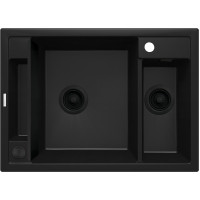 Мийка кухонна Deante Magnetic, граніт, прямокутник, без крила, 690х500х219мм, чаша - 1.5, накладна, черний