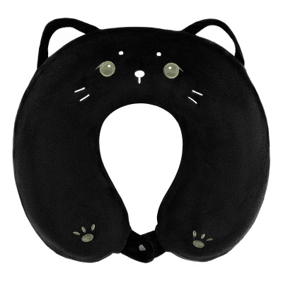 Подушка для шиї ARDESTO Travel Black Cat 30х30см, поліуретанова піна, чорний