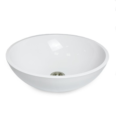 Раковина, умивальник Adamant KREIS, штучний камінь, кругла, без отвору для змішувача та переливу, 420х150мм, накладний, білий