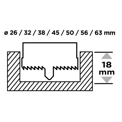 Коронки по дереву GRAPHITE загартовані зубці 26-63х25мм 7шт Коронки по дереву GRAPHITE загартовані зубці 26-63х25мм 7шт