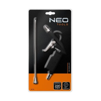 Пістолет продувний Neo Tools, алюміній, подовжене сопло 220мм, 0.194кг Пістолет продувний Neo Tools, алюміній, подовжене сопло 220мм, 0.194кг
