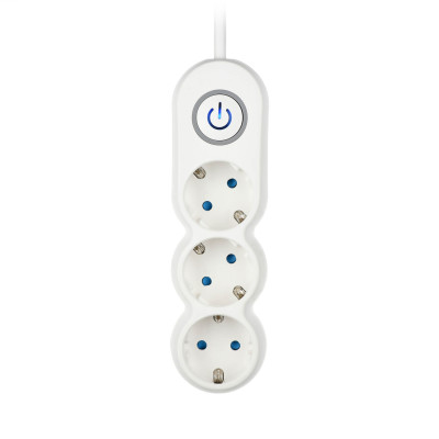 Удлинитель сетевой 2E Plus 3хТип F, 3х1мм кв, 10A, 3м, бело-серый 2E-U03VES3M