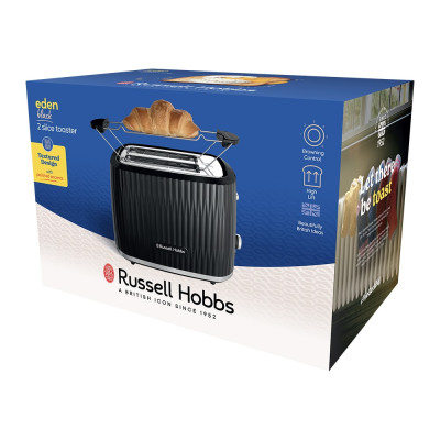Тостер Russell Hobbs Eden 800Вт, пластик, подогрев, разморозка, черный