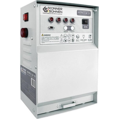 Блок автоматичного введення резерву (АВР) Konner&Sohnen KS ATS 4/32-15, 230-400В, 64А, 32А, 14-21кВт, 5.5кг Блок автоматичного введення резерву (АВР) Konner&Sohnen KS ATS 4/32-15, 230-400В, 64А, 32А, 14-21кВт, 5.5кг