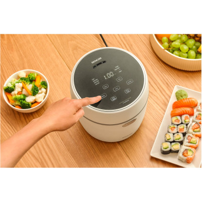 Рисоварка Sencor 350Вт, чаша-0.6л, сенсорное управление, 8 программ, нержавеющая сталь, пластик, белый