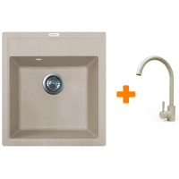 Набір кухонна Adamant Brick, штучний камінь, квадрат, без крила, 460x515x200мм, чаша - 1, врізна, Avena + змішувач Набір кухонна Adamant Brick, штучний камінь, квадрат, без крила, 460x515x200мм, чаша - 1, врізна, Avena + змішувач